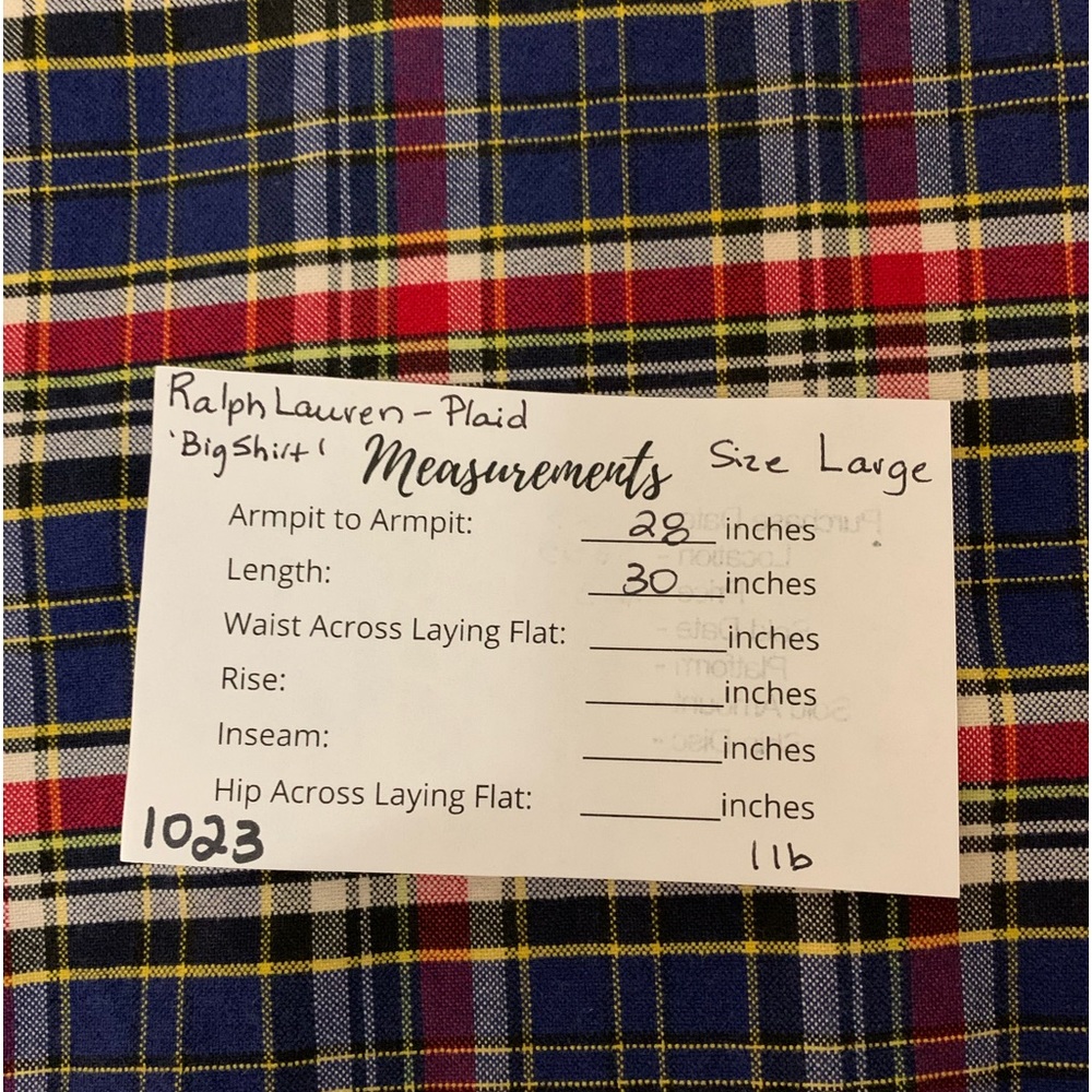 Ralph Lauren Blue/Red plaid Cotton long sleeve Big shirt Size L - Picture 9 of 9